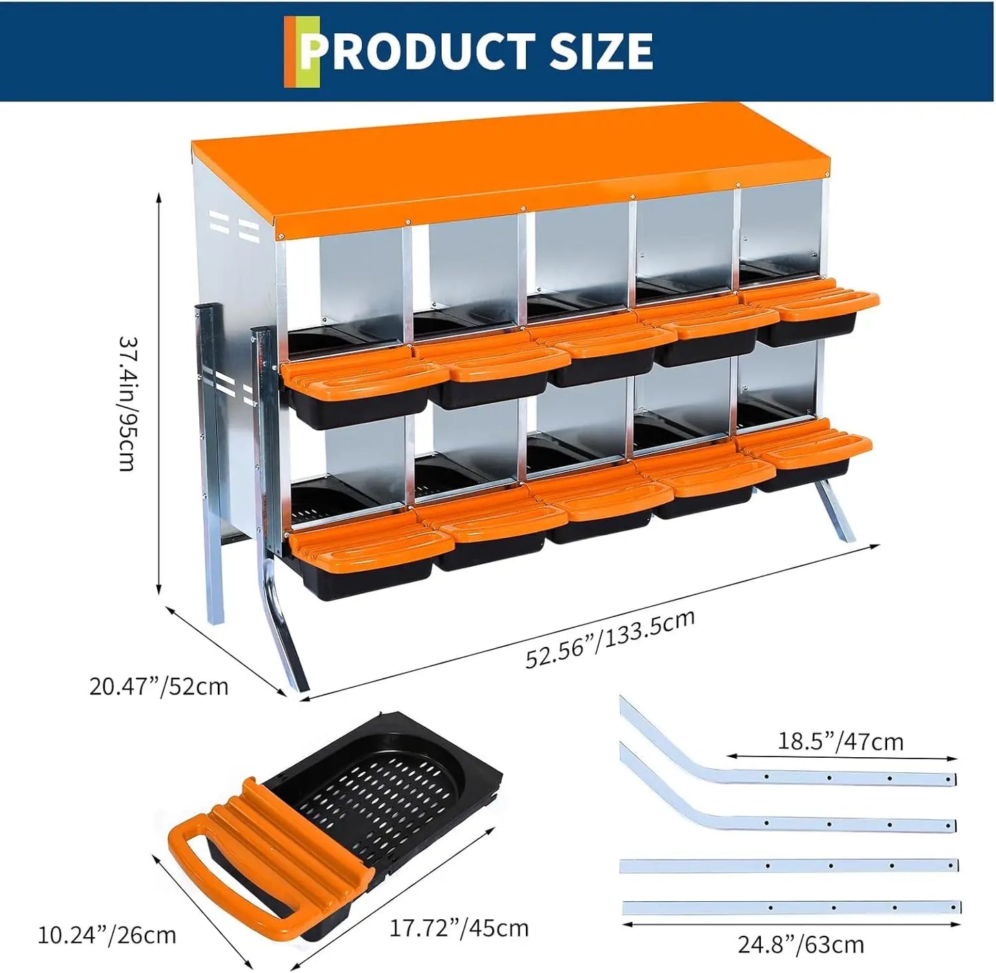 TWISTER.CK Chicken Nesting Box Roll Away Design With Metal Legs
