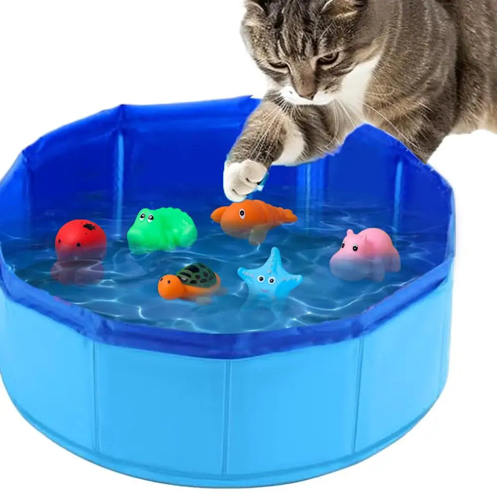 Foldable Pet Bath Pool For Dogs And Cats Interactive Toy