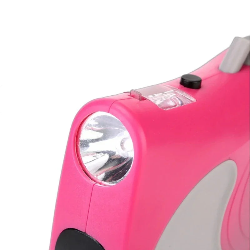 Retractable 5m Dog Leash With Lights For All Pets Durable