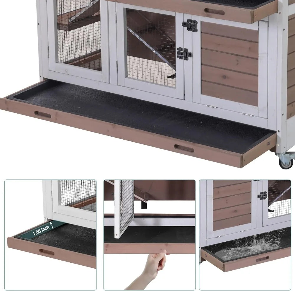 Indoor Rabbit Hutch And Guinea Pig Cage With Sliding Trays And Ramp