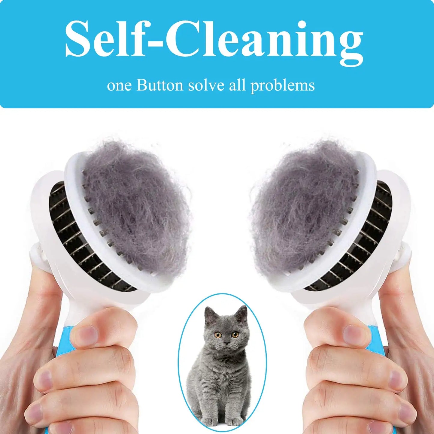 Self Cleaning Slicker Grooming Brush For Dogs Cats Rabbits