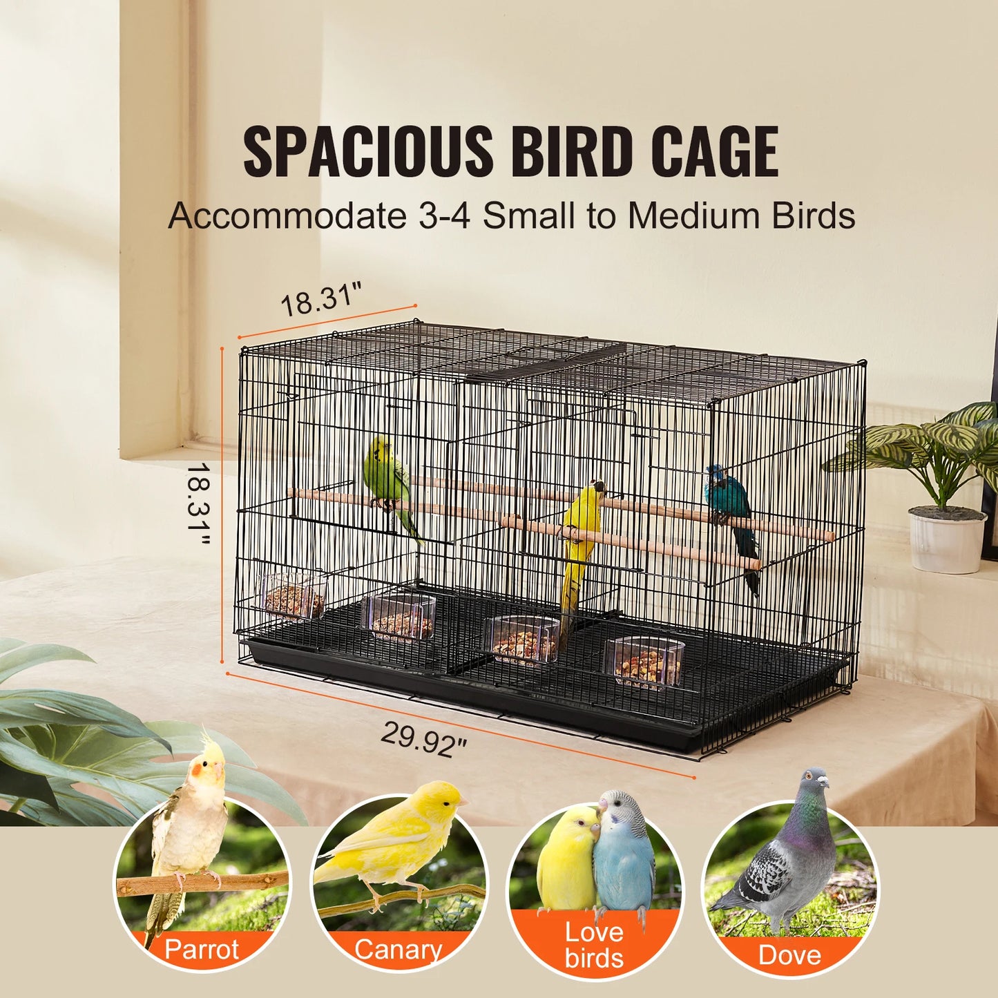 SucceBuy Flight Bird Cage With Divider For Small Birds