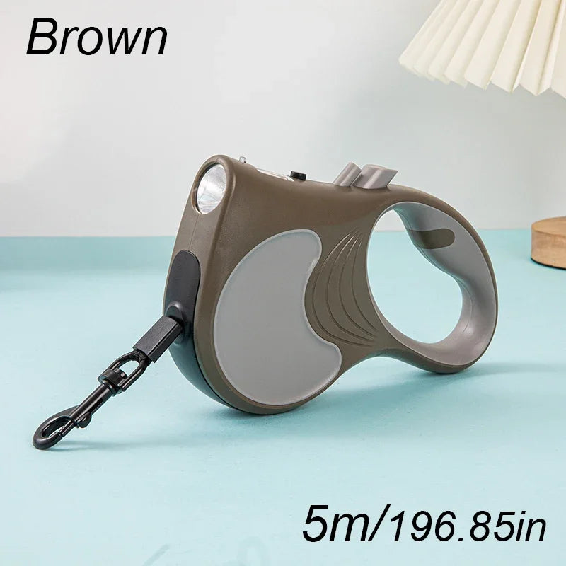 Retractable 5m Dog Leash With Lights For All Pets Durable