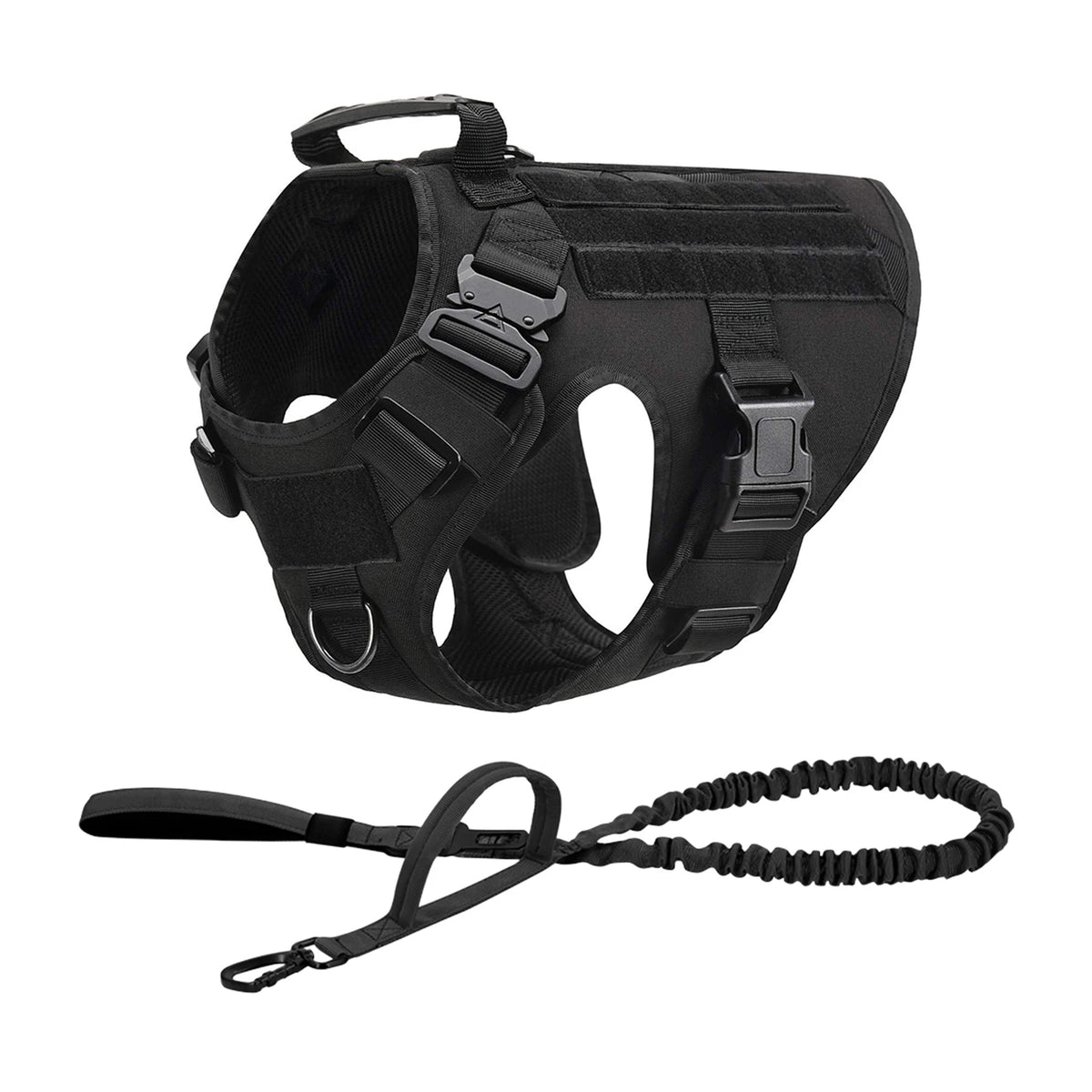 Adjustable Padded Nylon Tactical Dog Harness With Quick Release Buckle