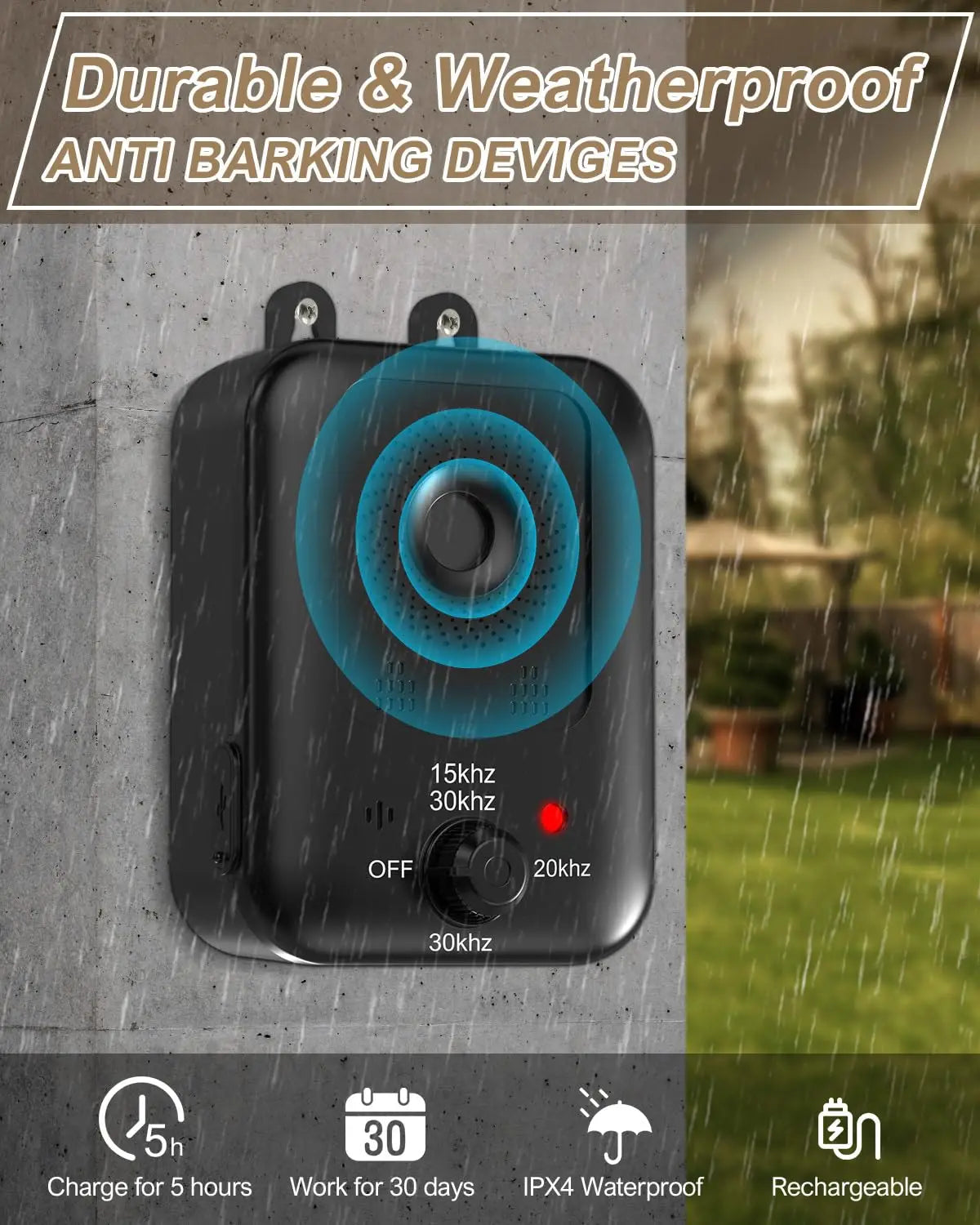 PetEdu Rechargeable Ultrasonic Bark Deterrent for Indoor and Outdoor Use
