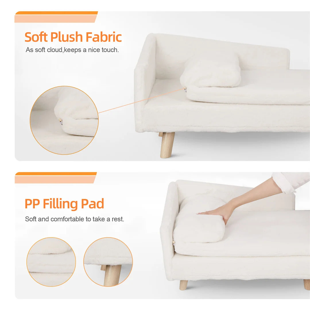 BINGOPAW L-Shape Pet Sofa Bed With Wooden Legs For Pets