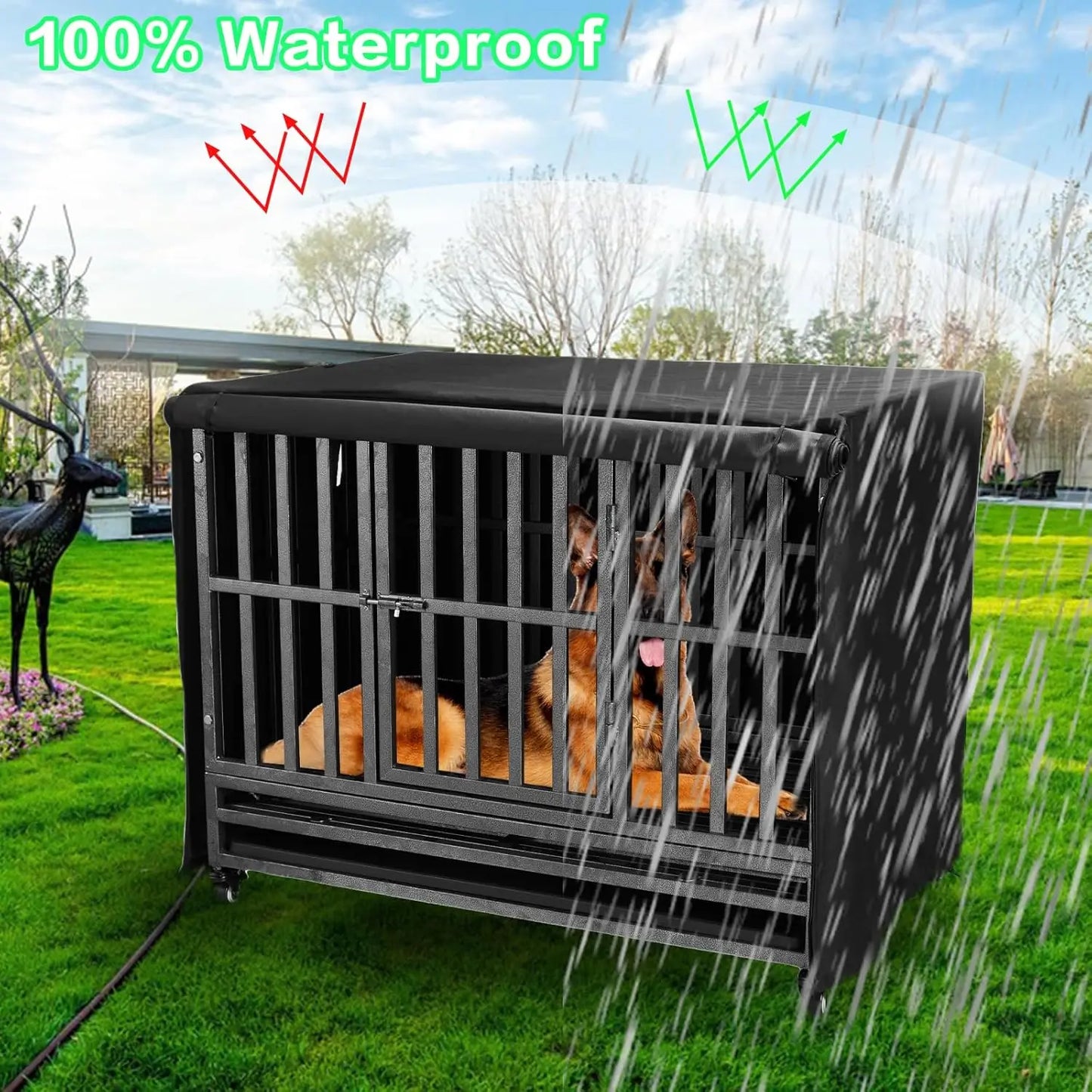 Heavy-Duty Dog Crate Cover Insulated Windproof Rainproof Breathable Window