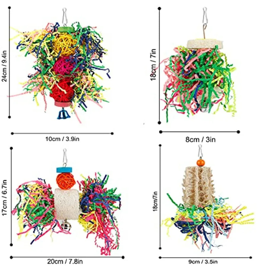 Bird Foraging Shredding Toy for Parakeet and Conure, Hanging Perch