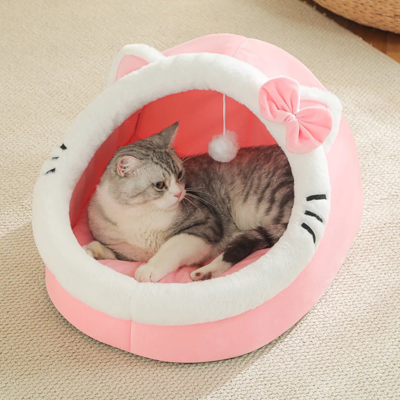 Cozy Cat House Bed With Warm Nest Tent For Pets And Cats