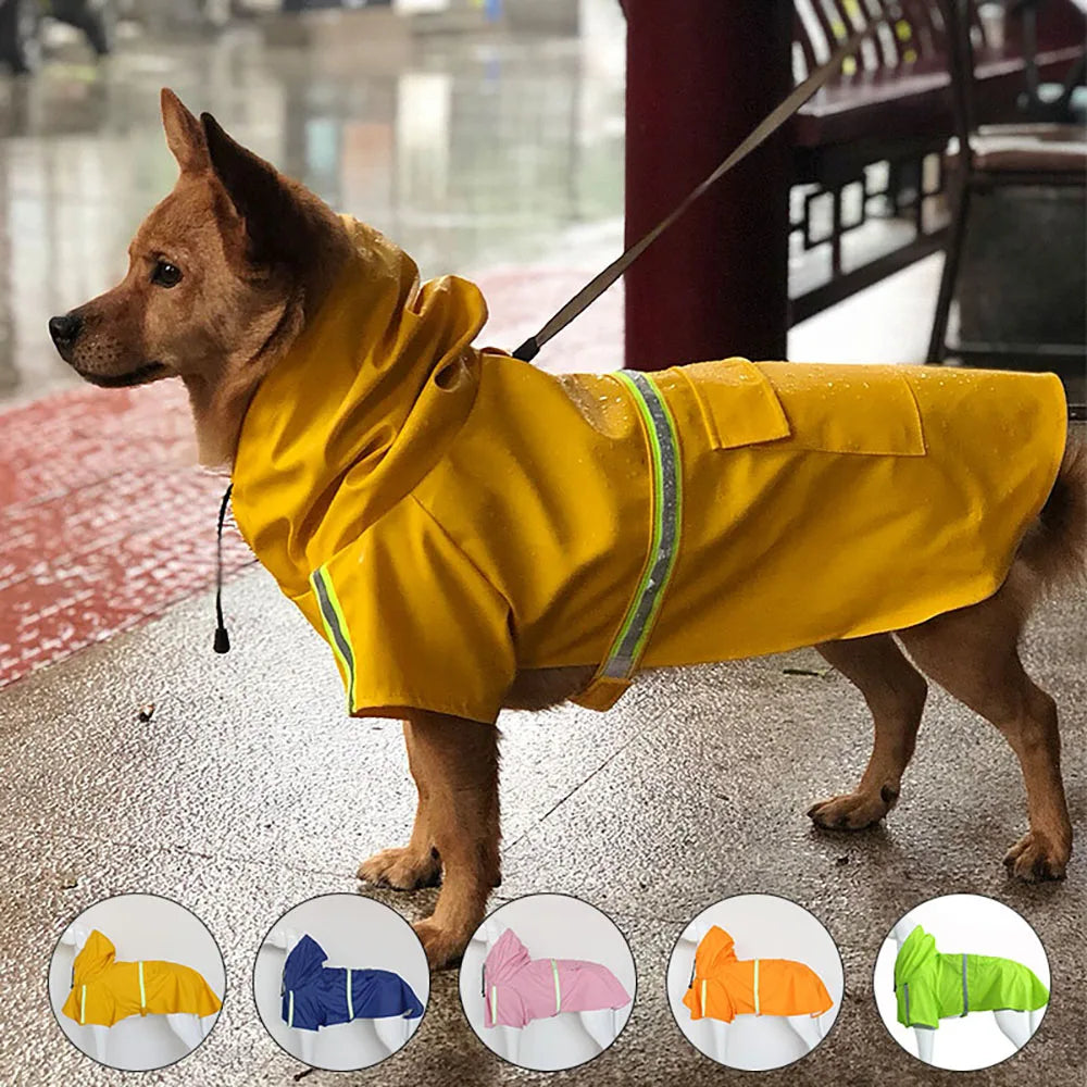 Waterproof Dog Raincoat With Reflective Hood And Windproof Protection