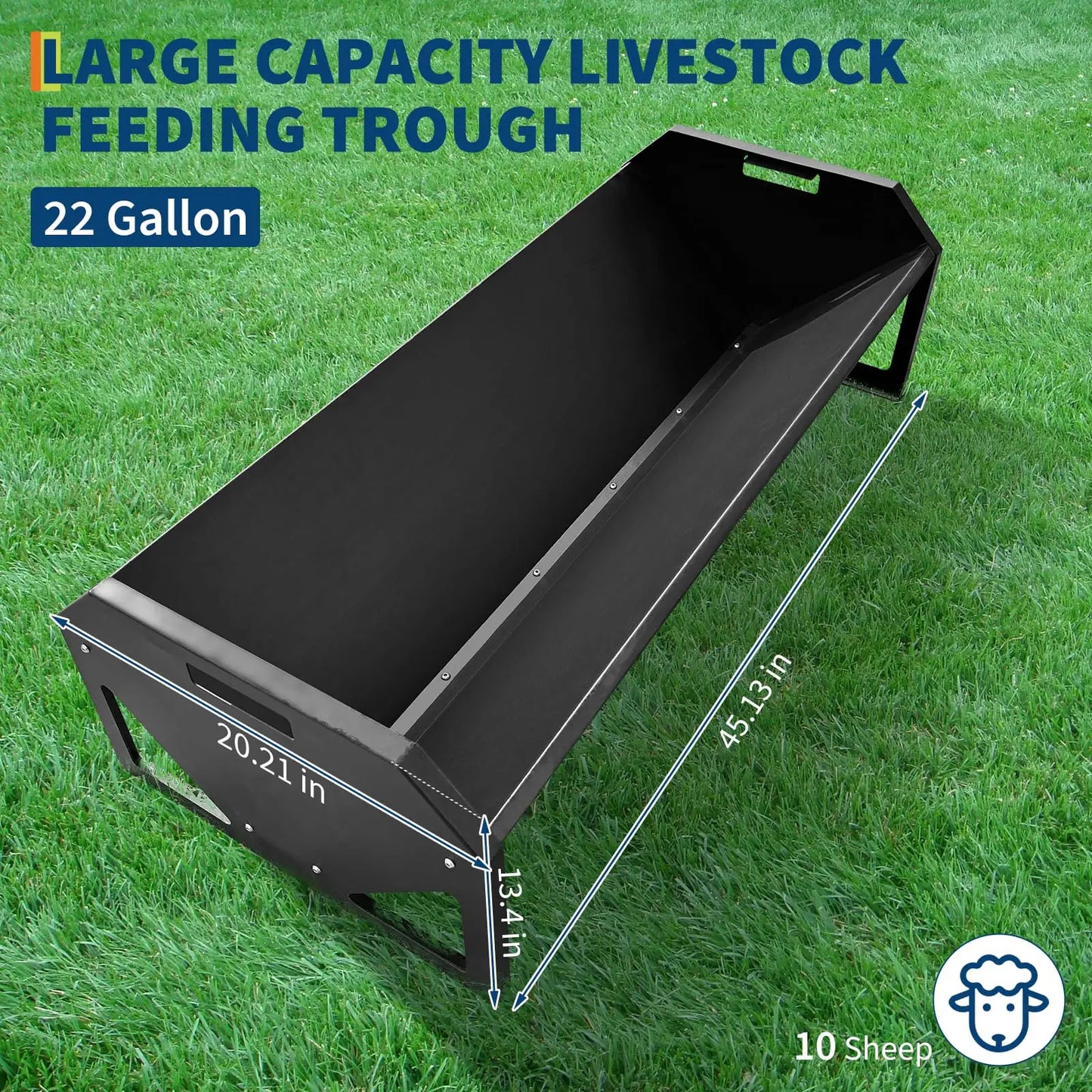 HiMISS Farm Animals Galvanized Steel Rustproof Livestock Feeder Hay Trough