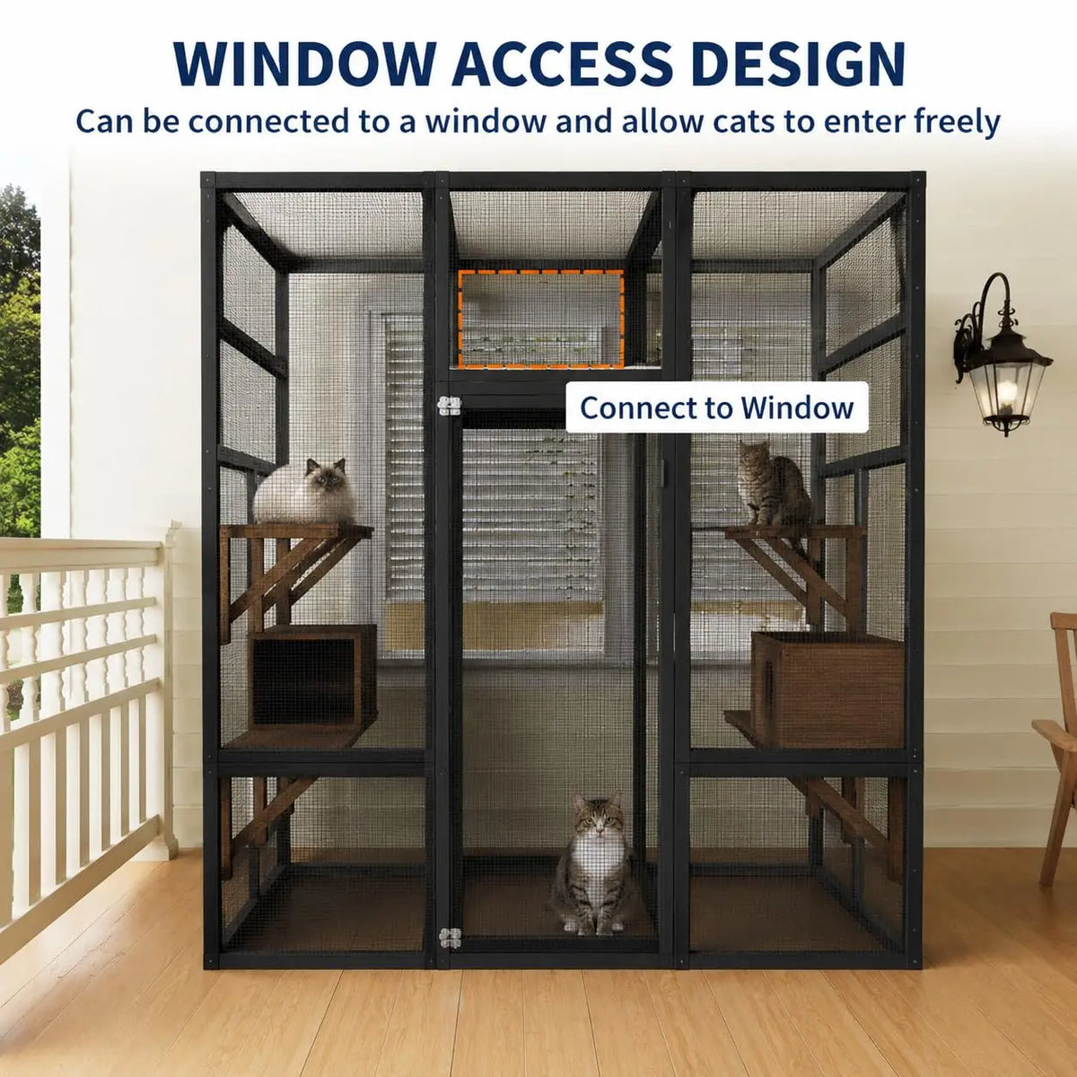 Himiss Wooden Outdoor Catio With Five Platforms For Cats