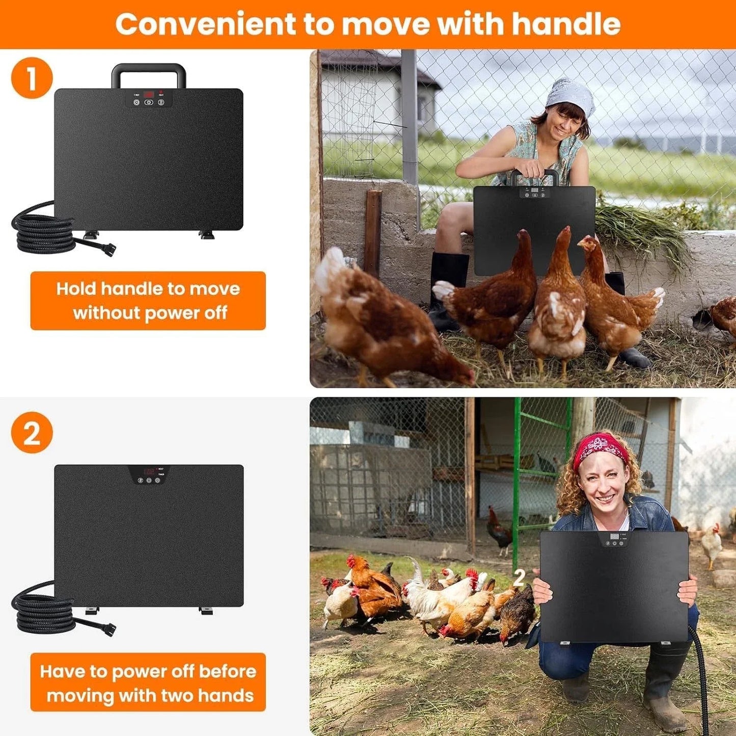 Universal Chicken Coop Heater Thermostatic Panel Adjustable Temperature