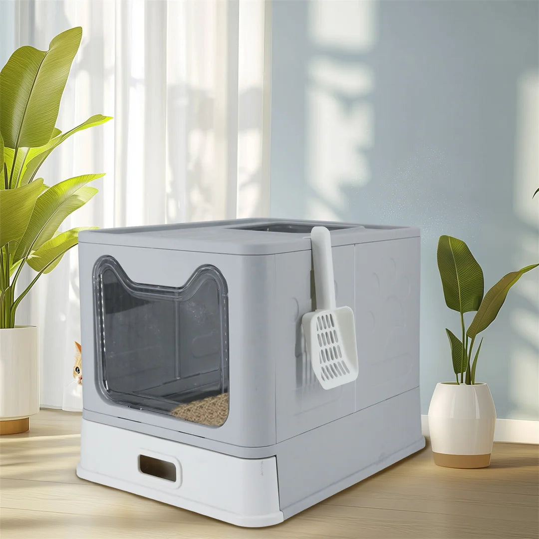 Bingopaw Detachable Enclosed Cat Litter Box With Stainless Steel Pan