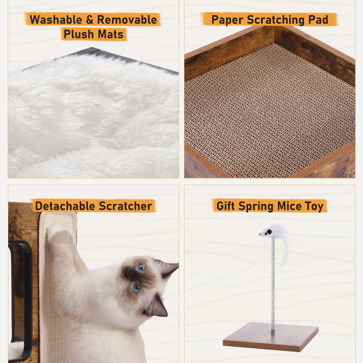 PAWZ Road Wood Cat Condo House With Scratching Pads