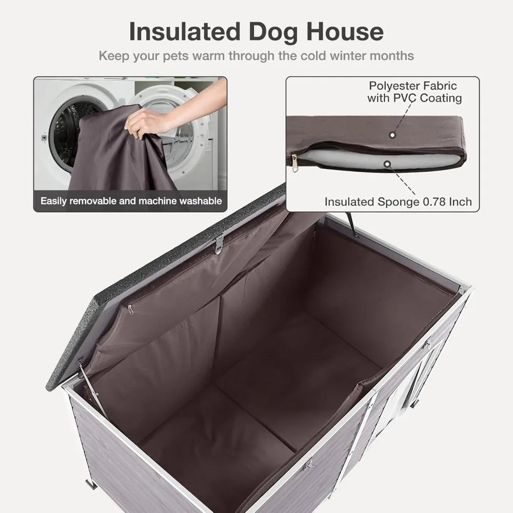 Outdoor Dog House With Insulated Liner And Waterproof Exterior