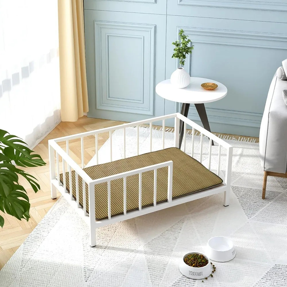 Elevated Dog Bed With Rails Metal Frame And Solid Wood