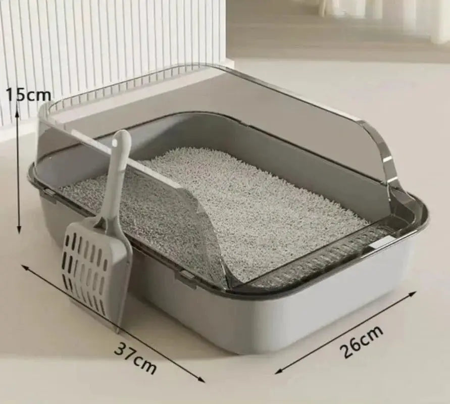 Semi-Enclosed Cat Litter Box Splashproof Kitten Toilet Tray Indoor Use