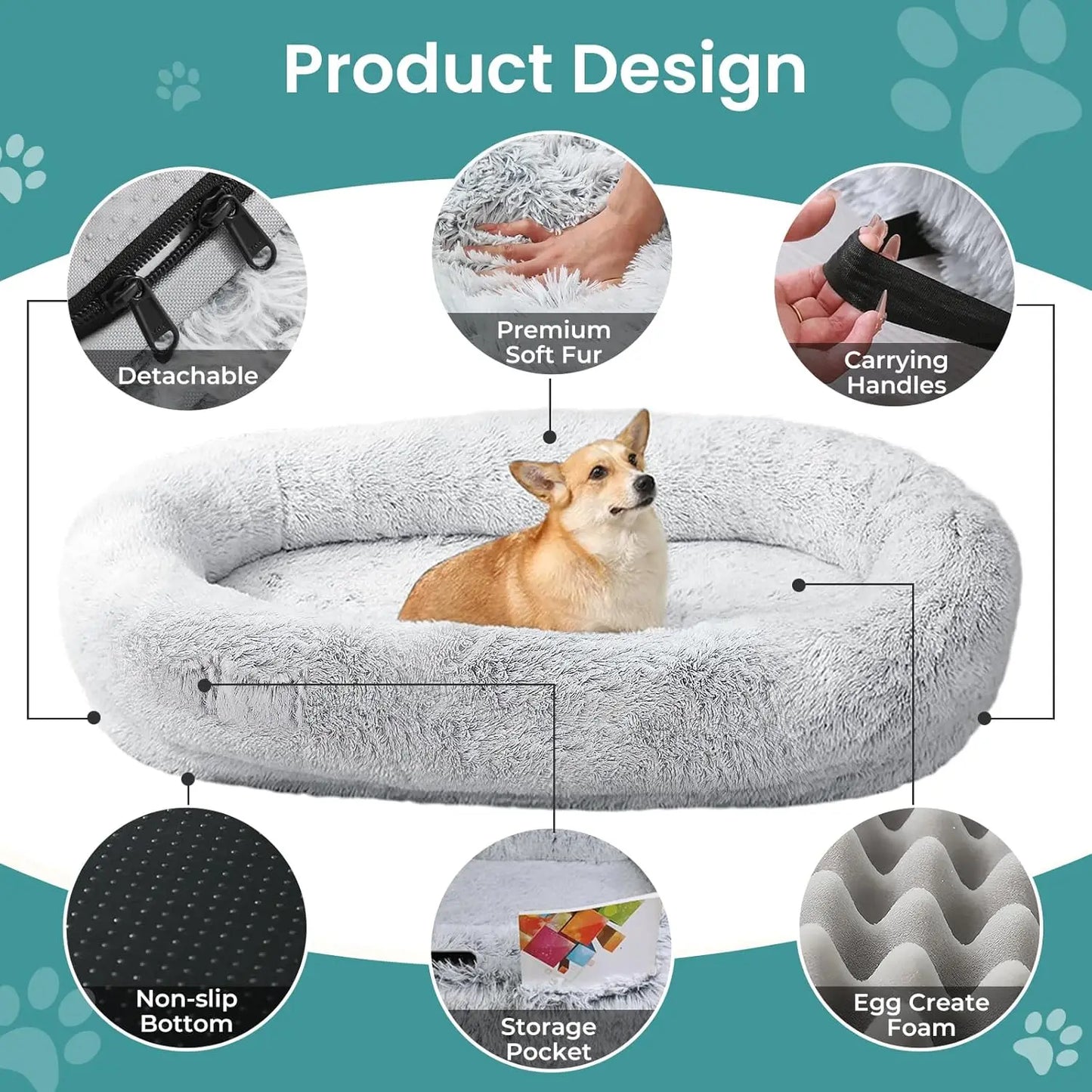 Ultra Soft Plush Human Dog Bed For Adults And Pets With Egg Crate Foam