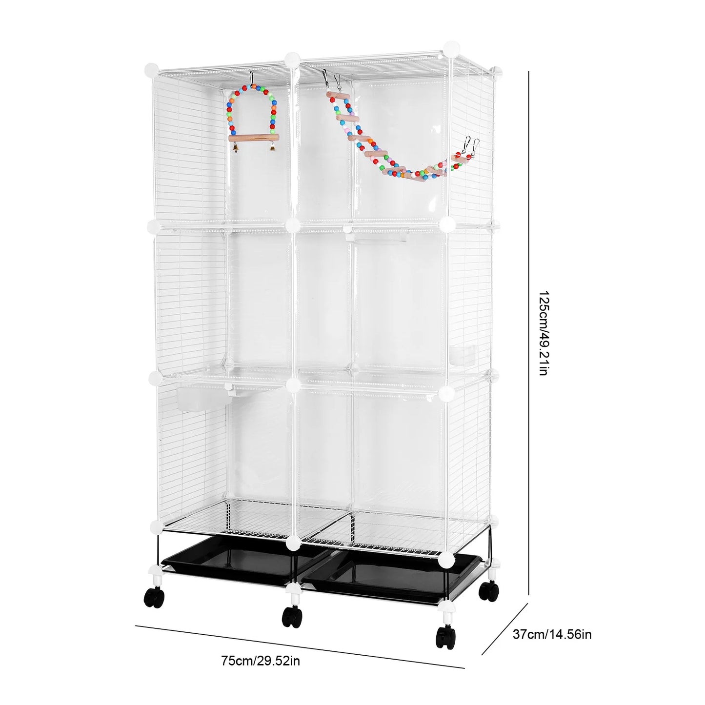 NONEM Metal Parrot Cage With Rolling Stand And Tray