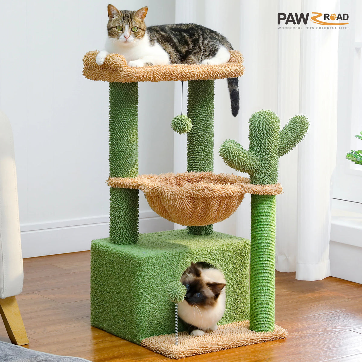 PAWZ Road Indoor Cat Tree With Sisal Post And Hammock