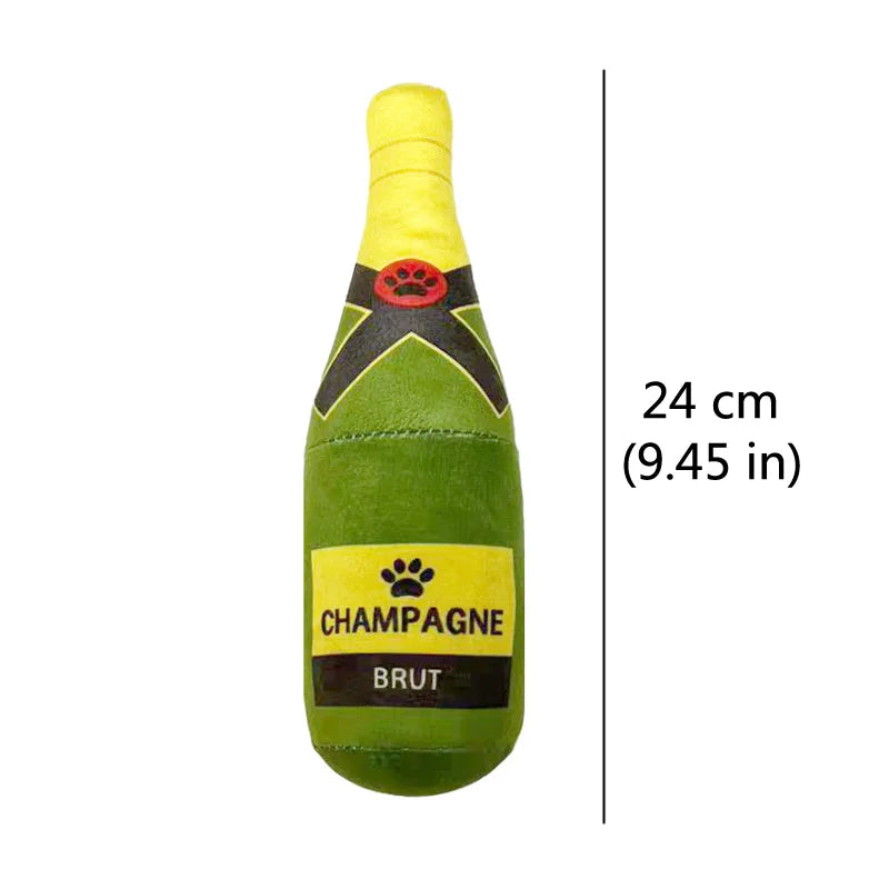 Dog Plush Chew Toys Squeak Beer Bottle Shaped Interactive Toy