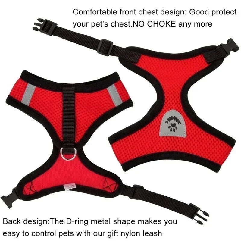 Cat And Small Dog Harness Vest With Leash Polyester Mesh