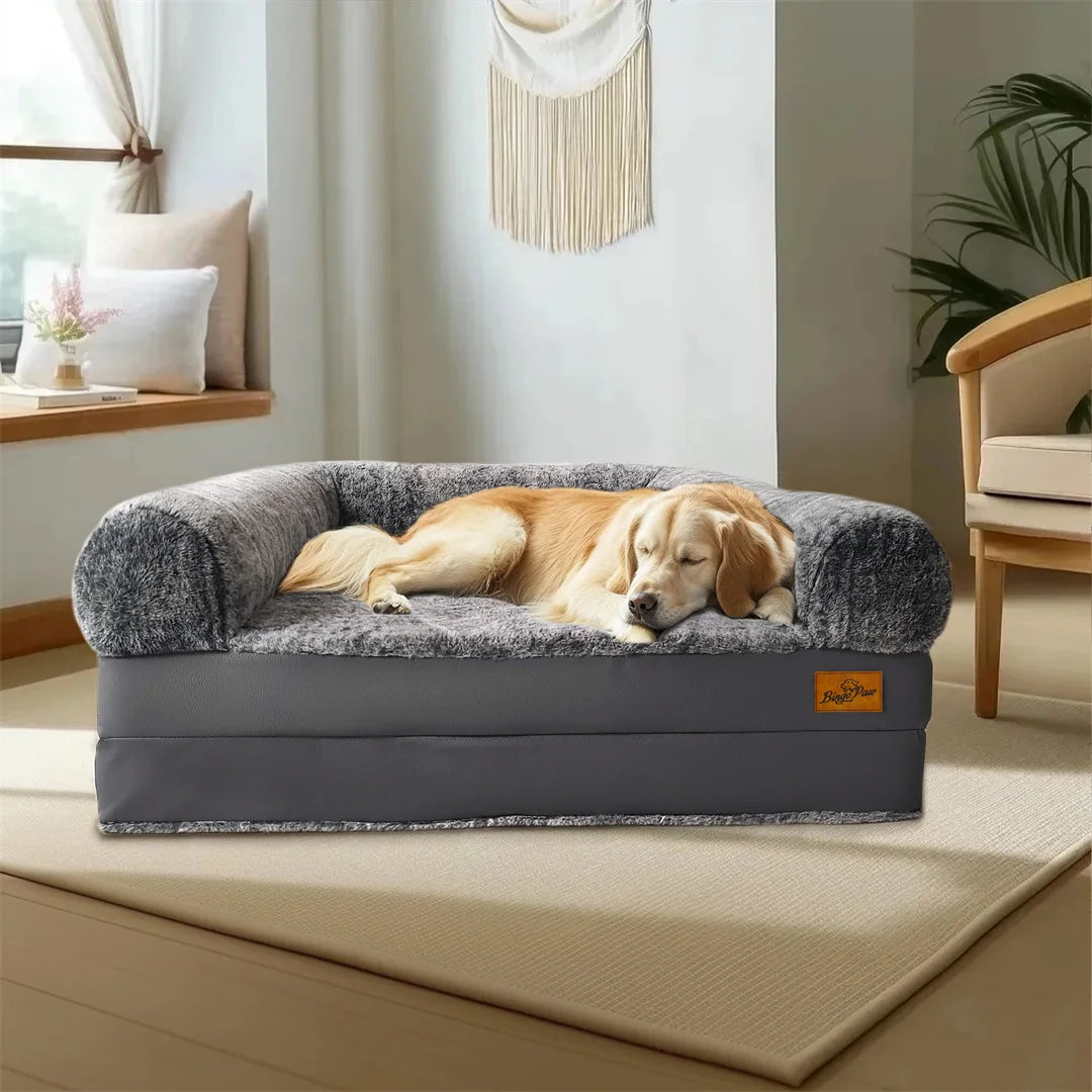 Bingopaw Orthopedic Dog Bed With Plush Cover And Foldable Base