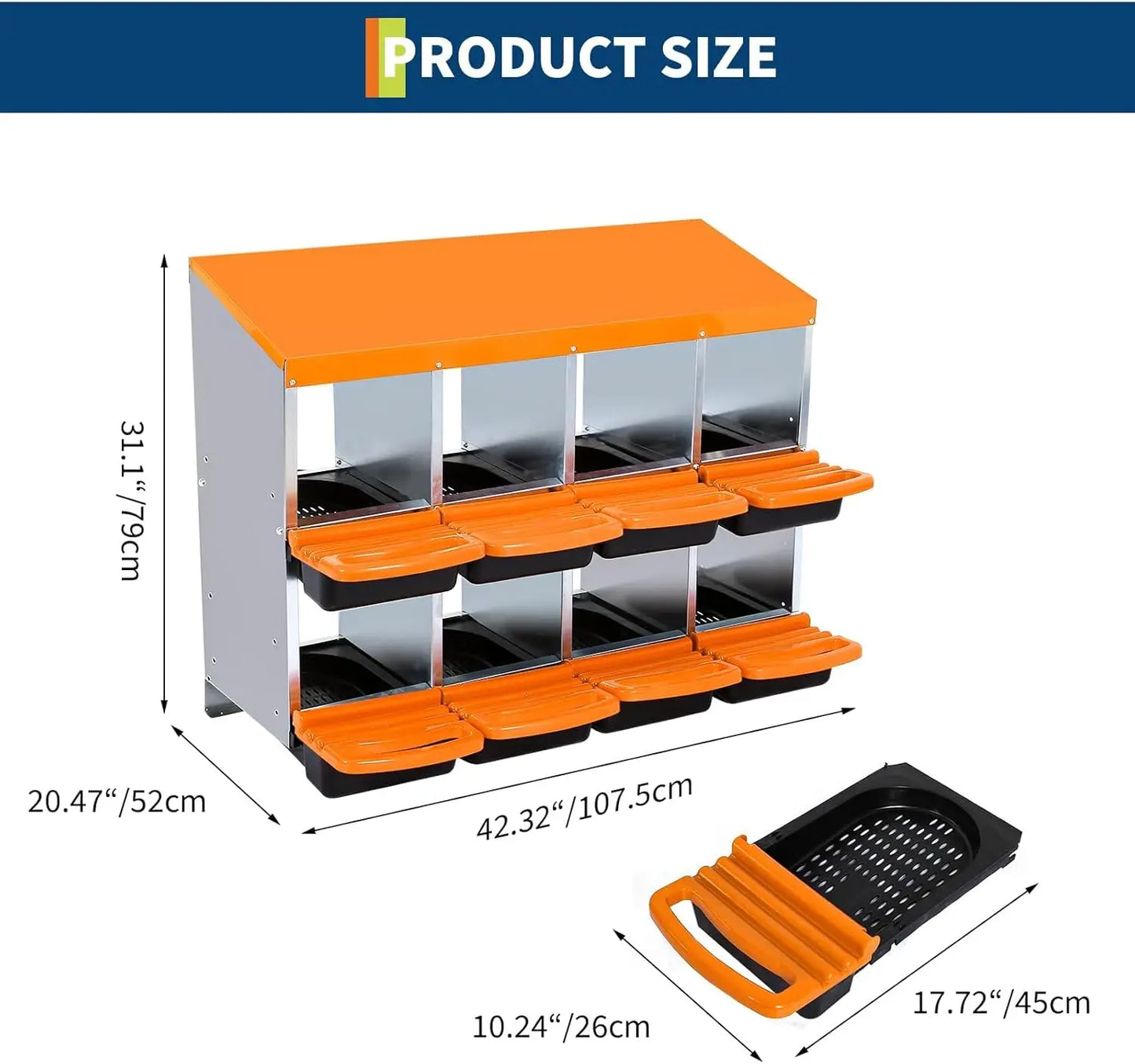 TWISTER.CK Chicken Nesting Box Roll Away Design With Metal Legs