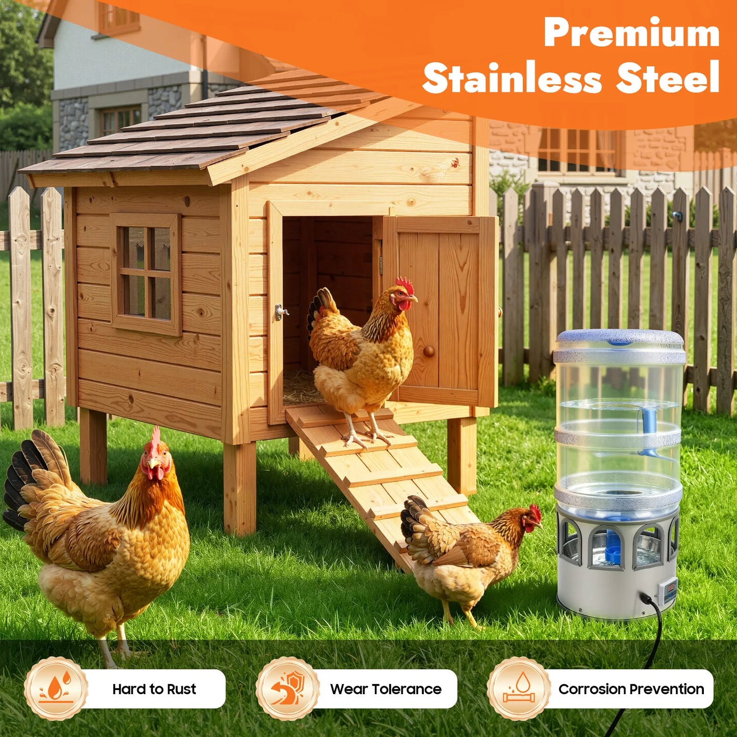 Chicken Water Heater 80W Stainless Steel LED Display For Poultry