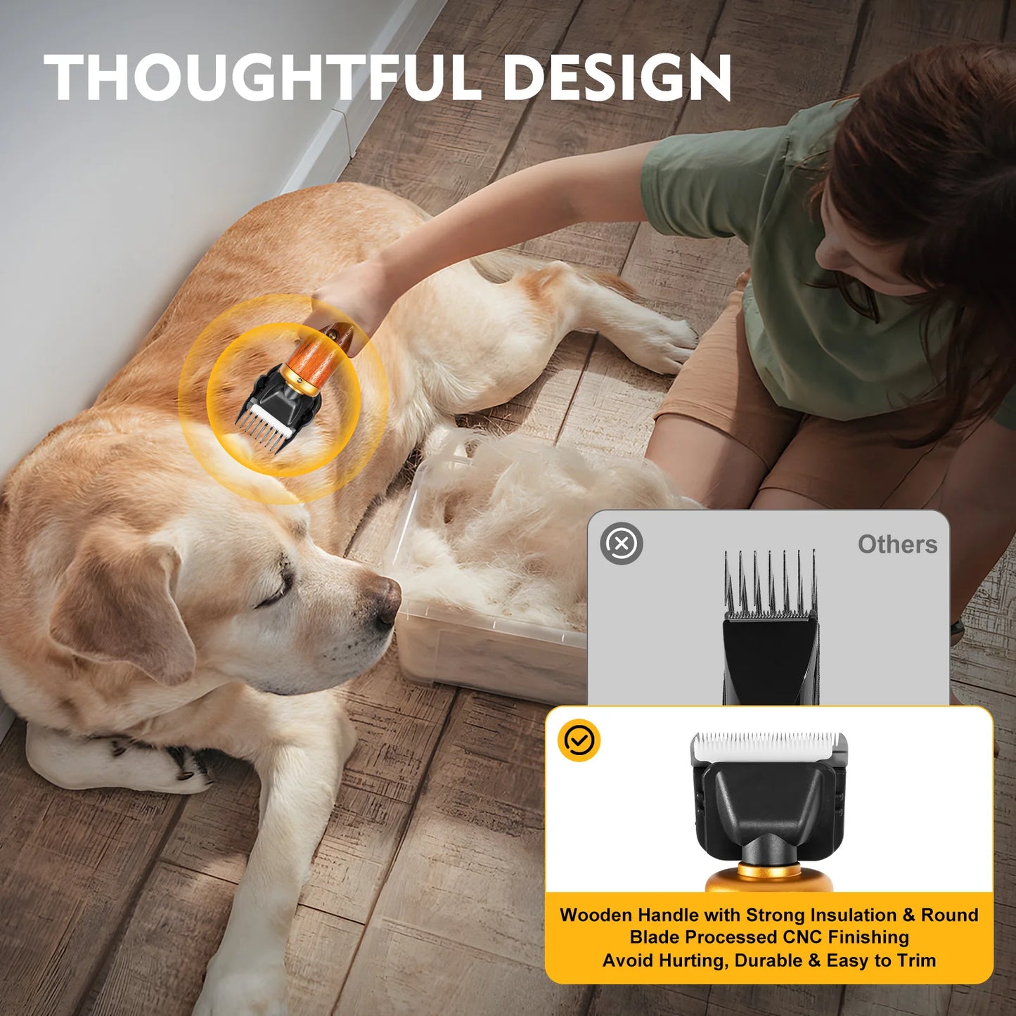 Bymaocar Electric Pet Clipper 55W Corded Low Noise For Dogs Sheep Goats US Plug