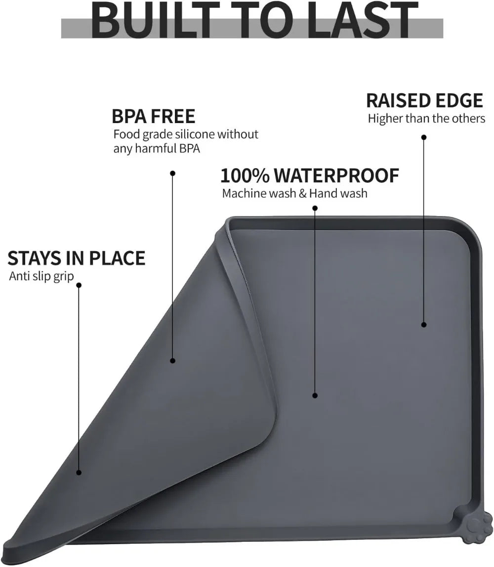 Waterproof Silicone Pet Feeding Mat Non Slip With Raised Edges