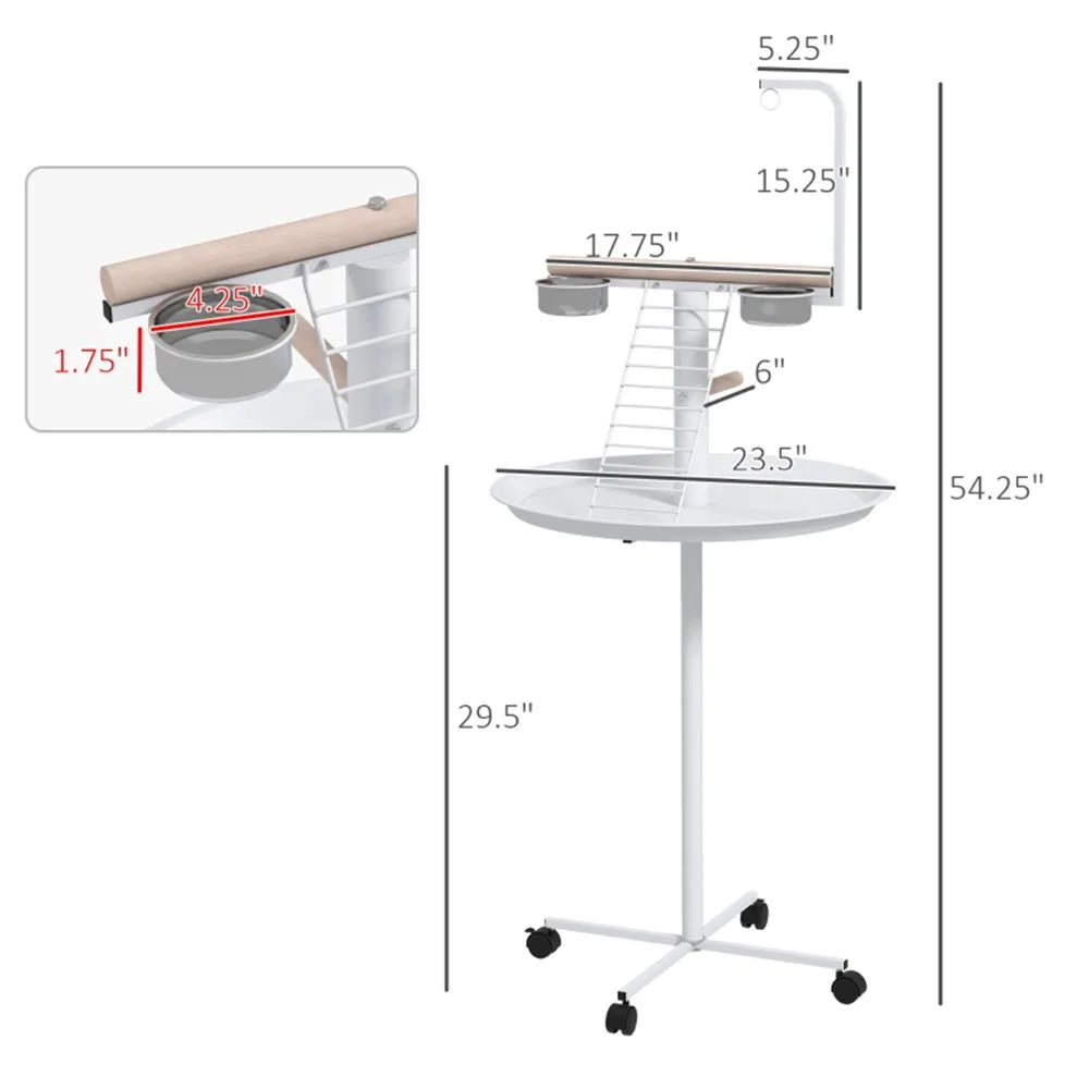 Heavy Duty Metal Bird Stand With Wheels And Stable Perch