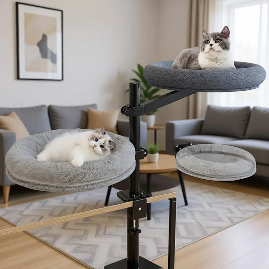 XMSJ Double Desk Bed 360 Rotating Elevated Pet Bed