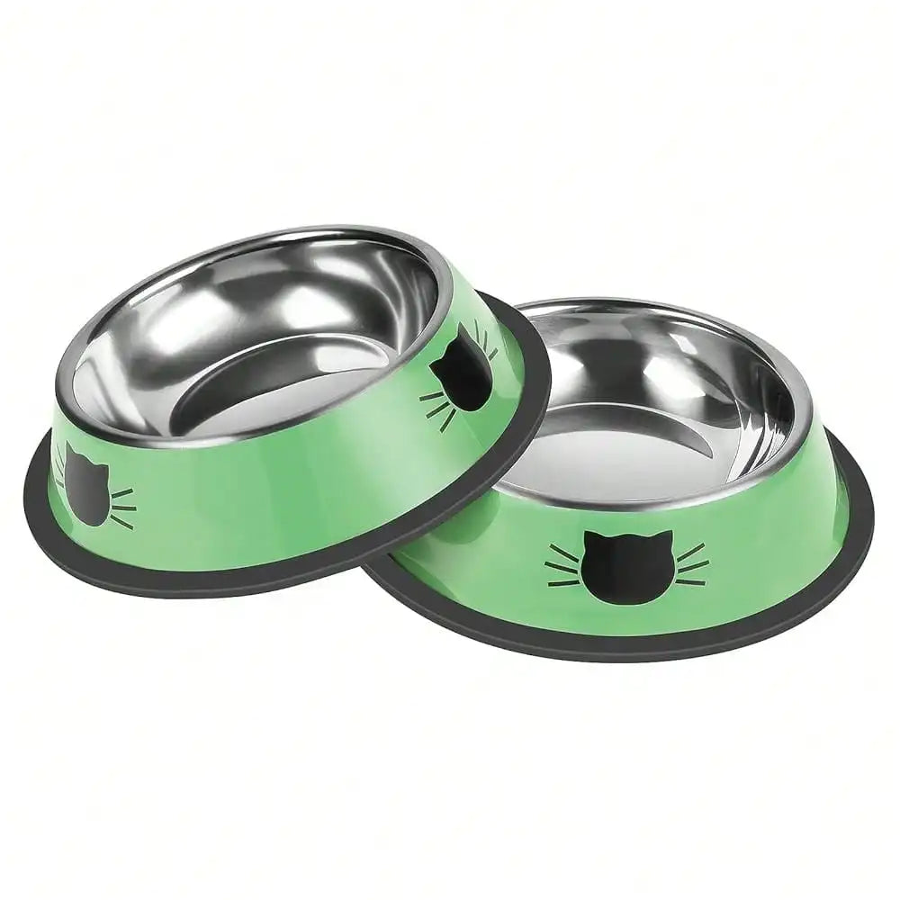 Non Slip Stainless Steel Cat Bowls Unbreakable With Removable Rubber Base