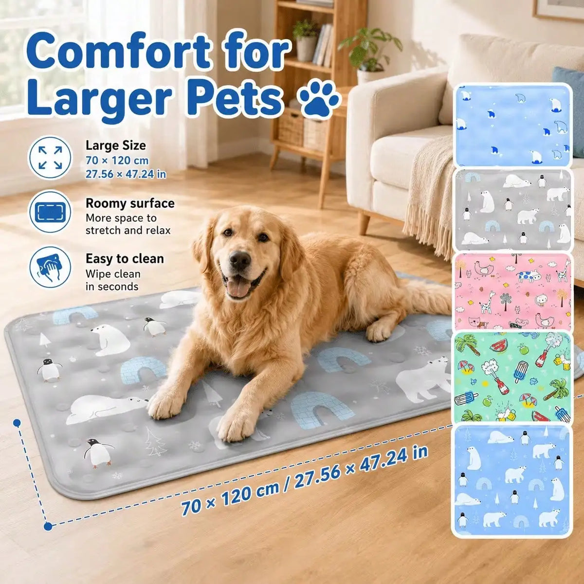 Water Filled Pet Cooling Mat With Breathable Cotton Surface