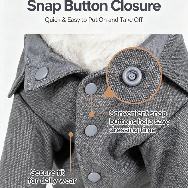 Riveted Collared Wool Blend Dog Coat With Horn Buttons