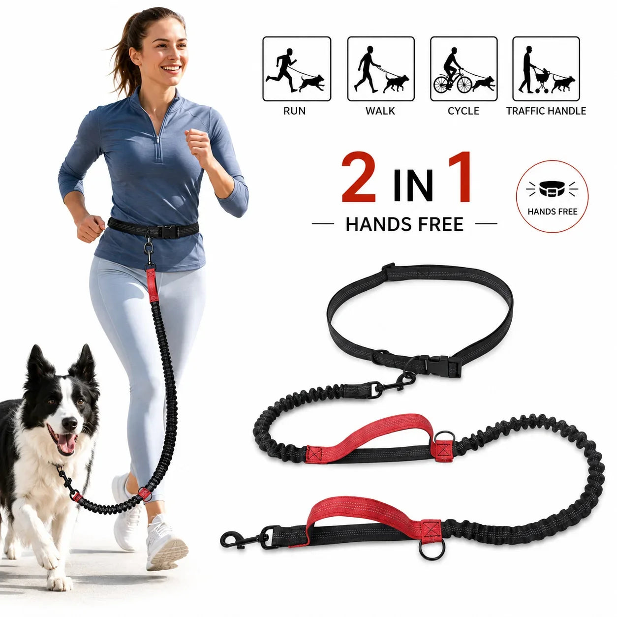 Pet Retractable Belt Leash Reflective Hands Free Dog Leash Running