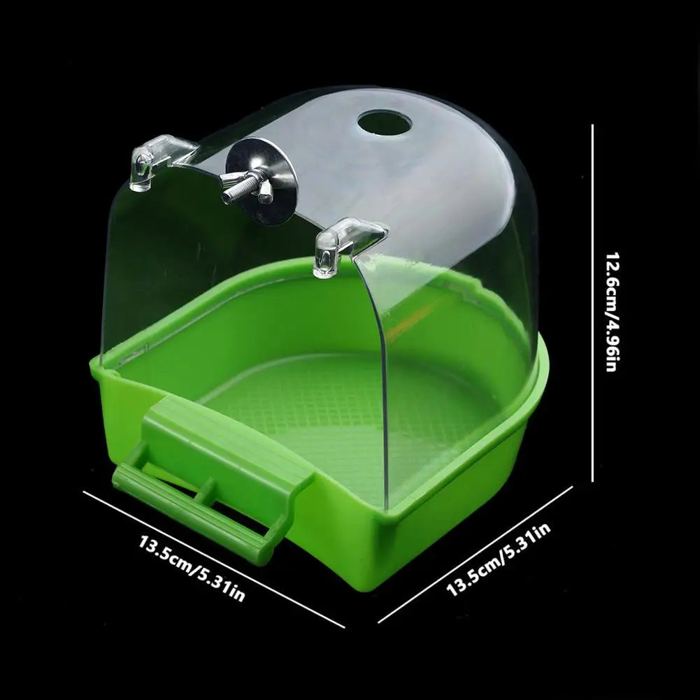 Bird Bath for Cage Cleaning Parakeet Cockatiel Hanging Acrylic Cube