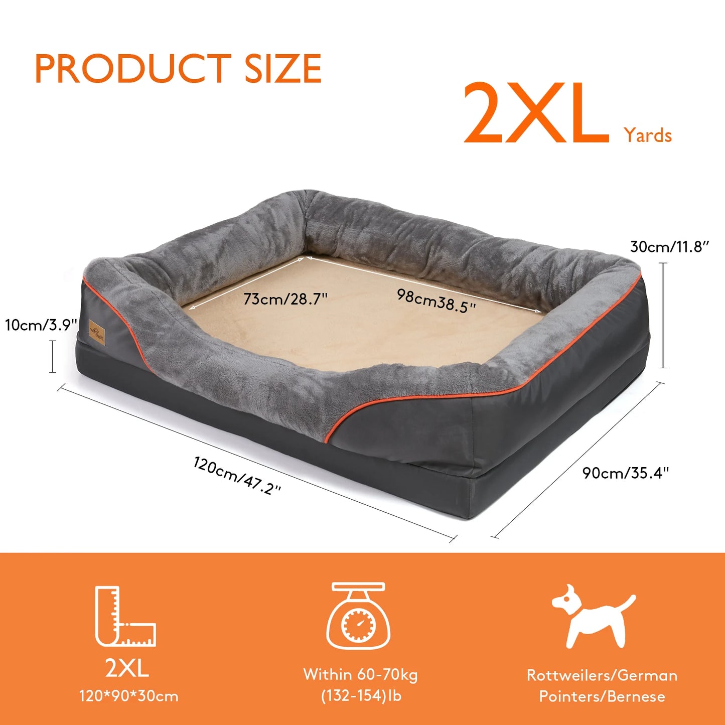 BINGOPAW Large Dog Bed Warm Fleece Anti Allergy Removable Cover