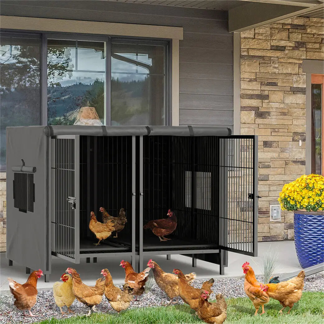 BINGOPAW Heavy Duty Metal Dog Cage With Playpen And Tray