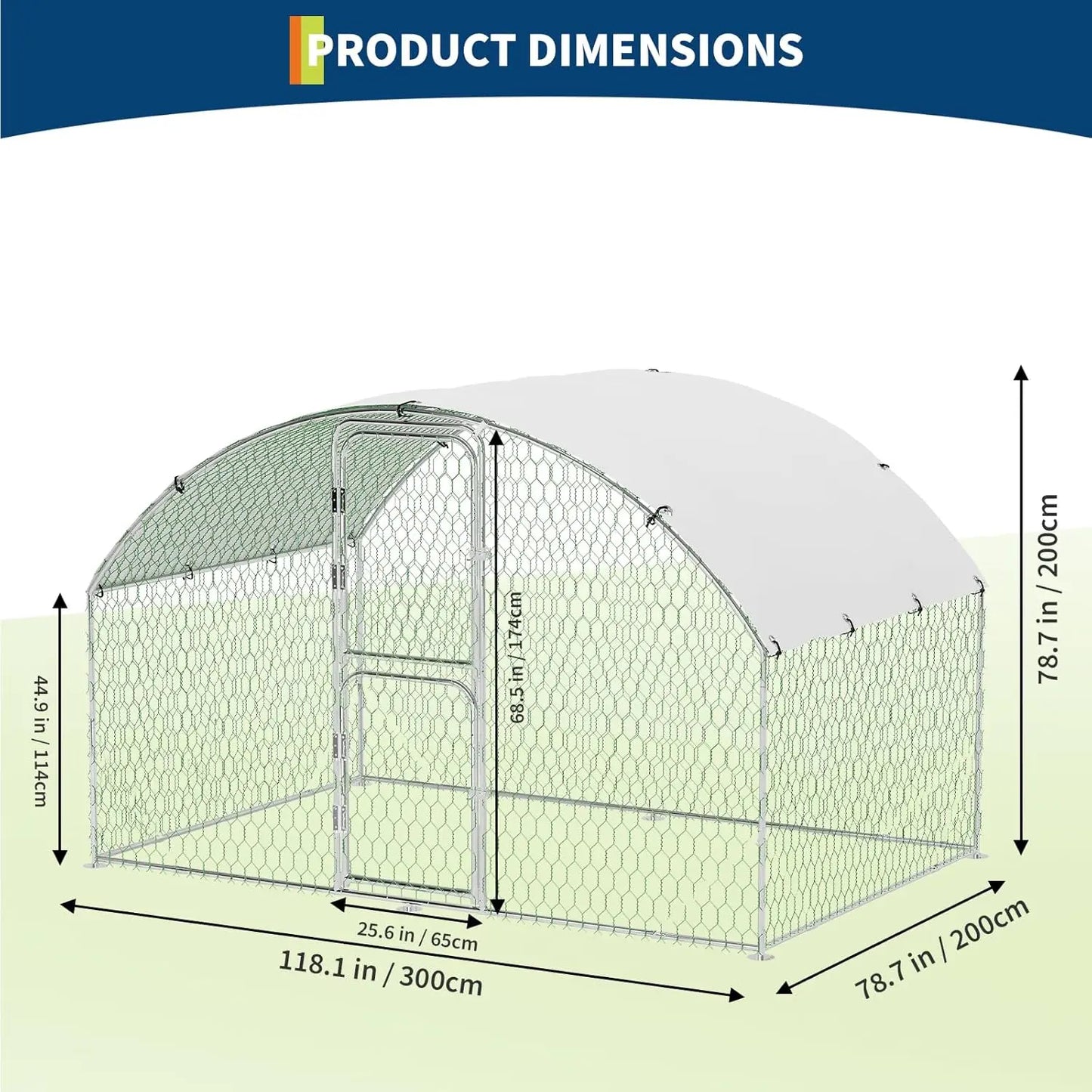 HiMISS Large Dome Metal Chicken Coop With Double Doors And UV Cover