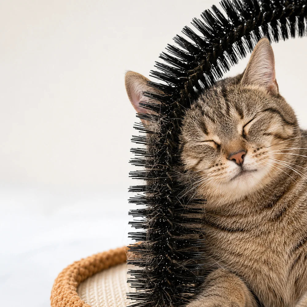 Cat Self Grooming Arch Sisal Scratching Base With Plush Rest Station