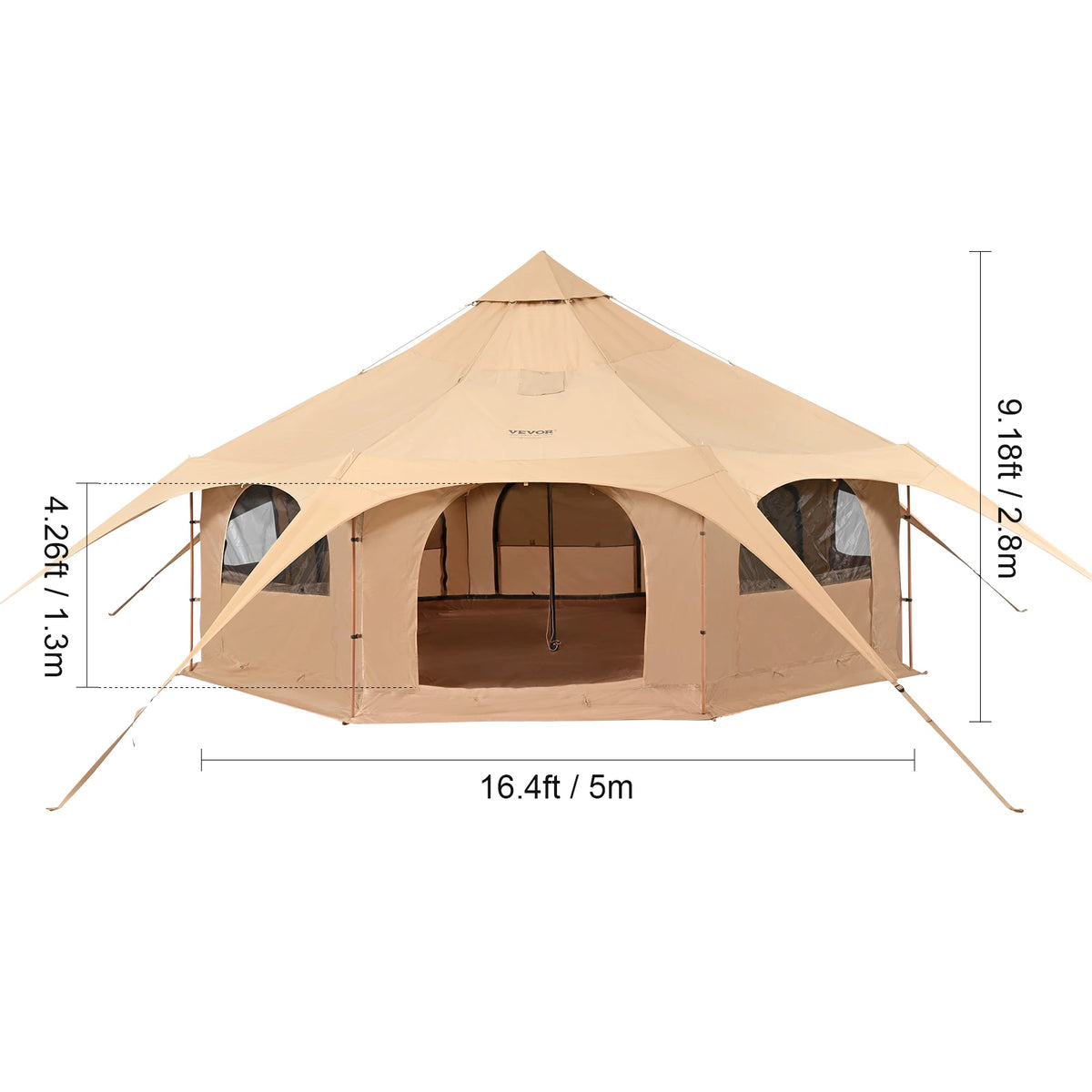 SucceBuy Four Season Canvas Bell Tent For Outdoor Camping