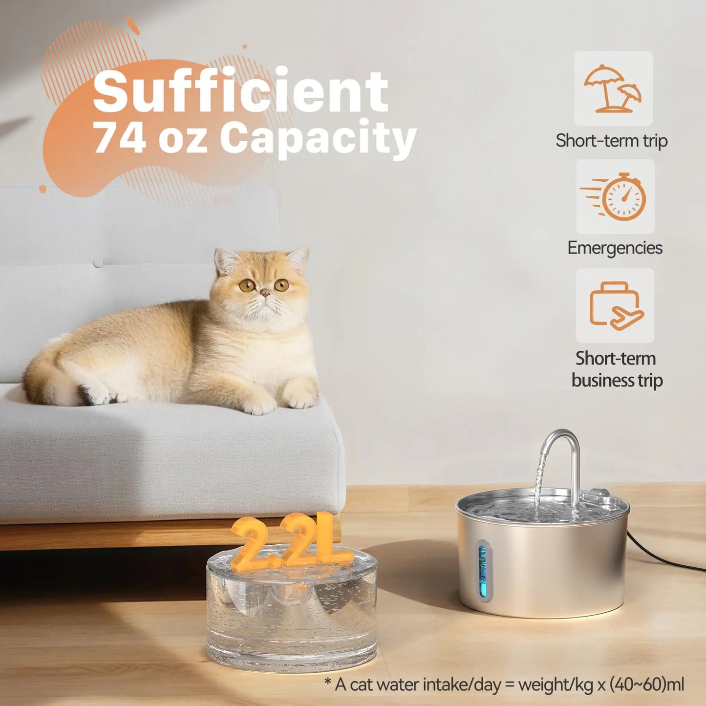 Weomg Cat Drinking Fountain Stainless Steel Water Dispenser
