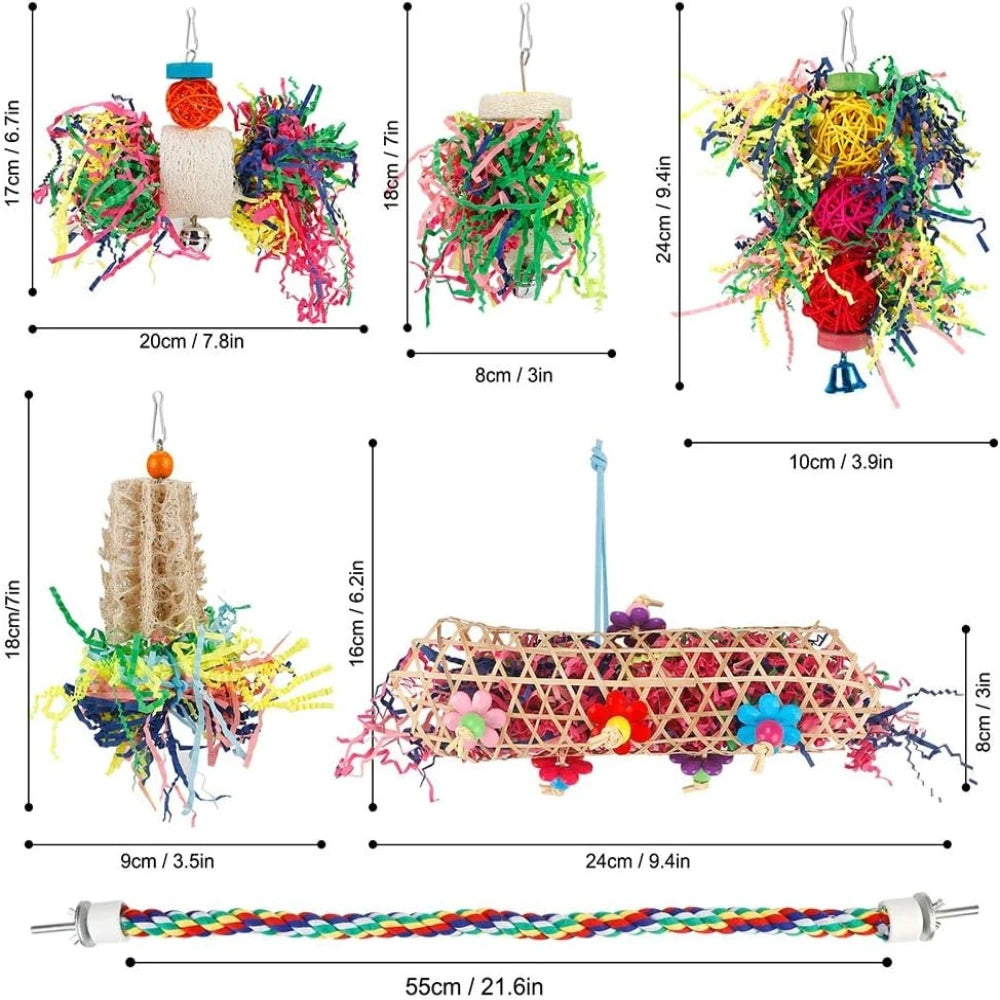 Bird Chew Toys Pack For Parrots Cage Hanging Paper Balls