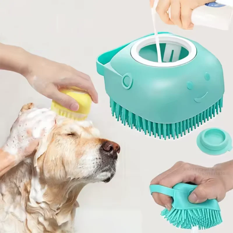 Bath Massage Brush For Pets Silicone Safety Grooming Tool For Dogs And Cats
