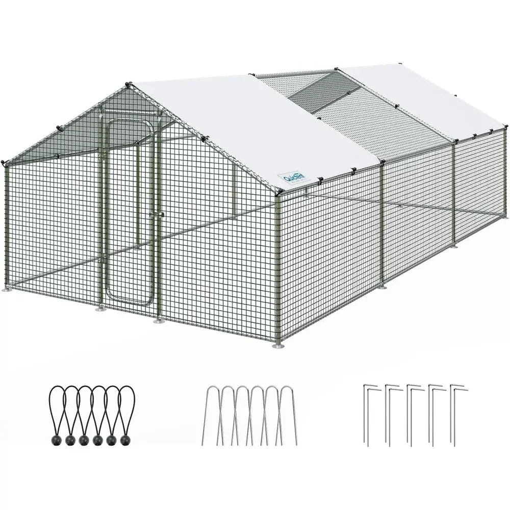 Walk-In Galvanized Chicken Coop With Waterproof Roof
