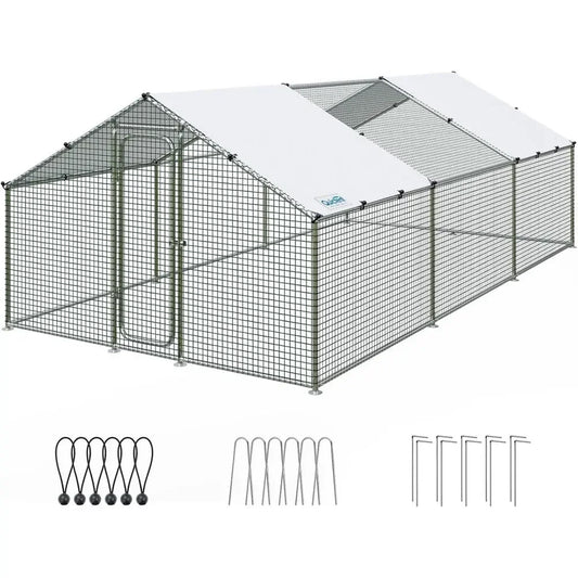 Walk-In Galvanized Chicken Coop With Waterproof Roof