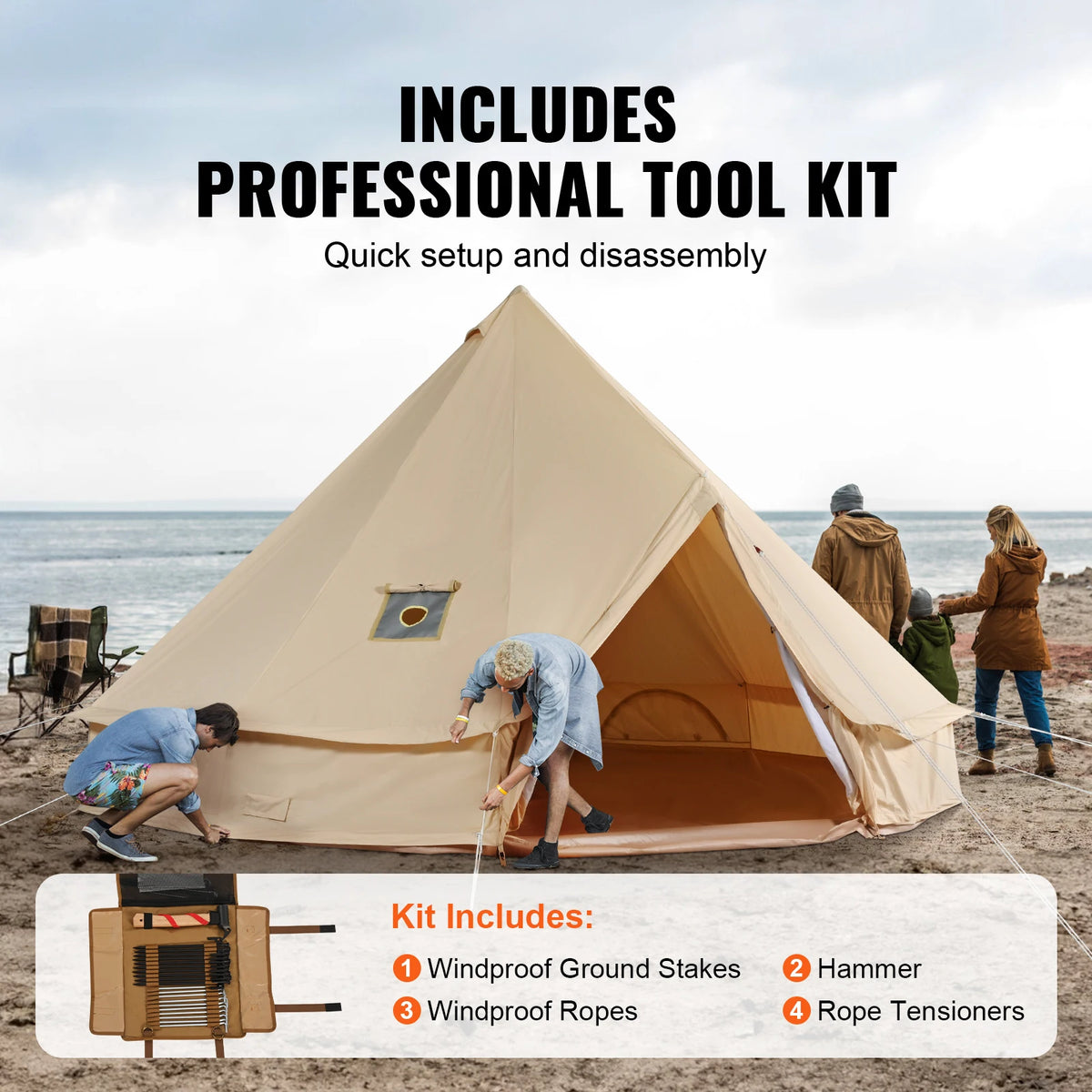 SucceBuy Four Season Canvas Bell Tent For Outdoor Camping